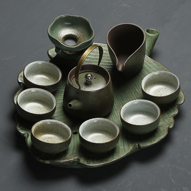 True sheng creative coarse pottery tea sets Japanese dry mercifully machine ceramic kung fu tea set of a complete set of tea cups