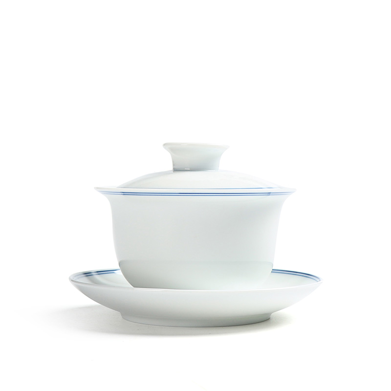 Really sheng hand - made xuan wen tureen tea gift box set a complete set of blue and white ceramic dual kung fu tea set