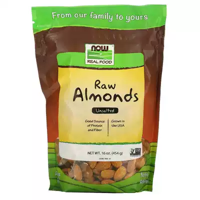 USA Now Foods Almonds Natural Unbleached Unsalted Raw Almonds 454g in Stock