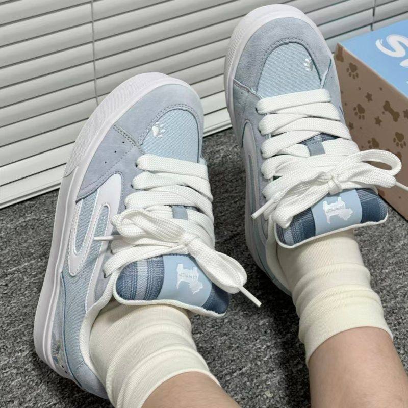 New Blue and White West Highland Puppy Design Loafers for Women, Cute and Comfortable Sneakers with Sound, Height-Increasing and Wear-Resistant