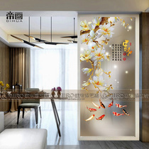 Custom Art Glass Living Room Partition Screen Mobile Door Aisle Decoration Shoe Cabinet Double-sided Effect Frosted Steelmaker and
