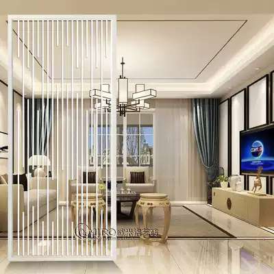 Modern simple art glass partition screen tempered living room into the home frosted light transparent hollow effect vertical stripes light luxury