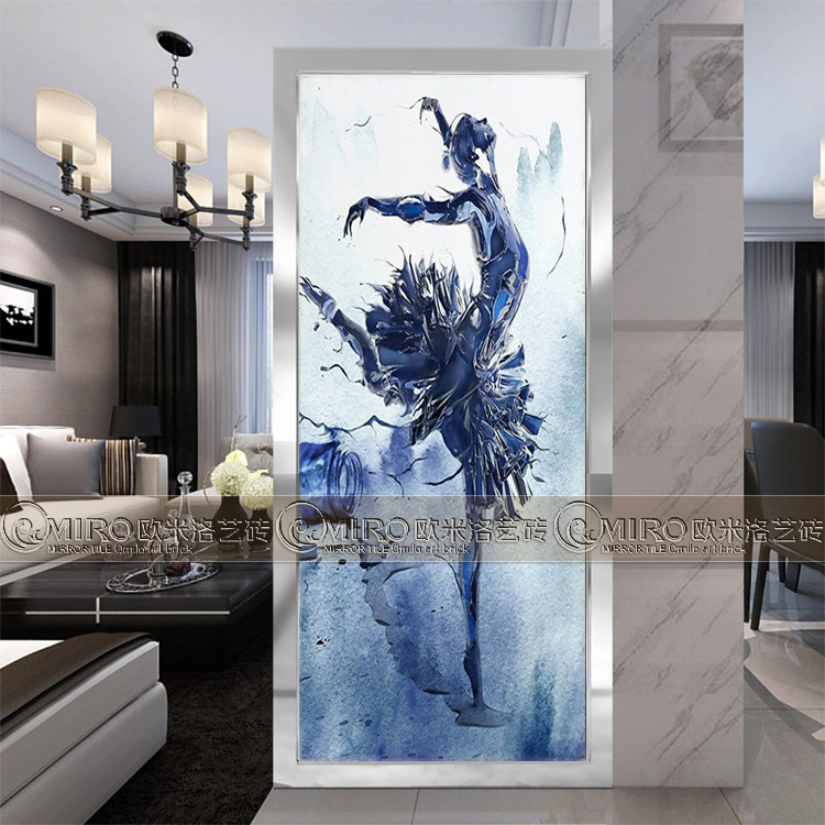 New art glass painted Tempered entrance partition Background wall Living room screen Sliding door Decorative dancer
