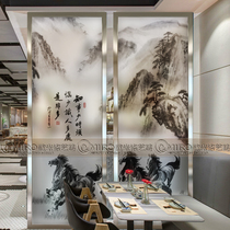 Direct Marketing Art Glass Screen Partition into the family Xuanguan Kitchen Toilet moving door Ceiling Decoration Steel Ink Painting