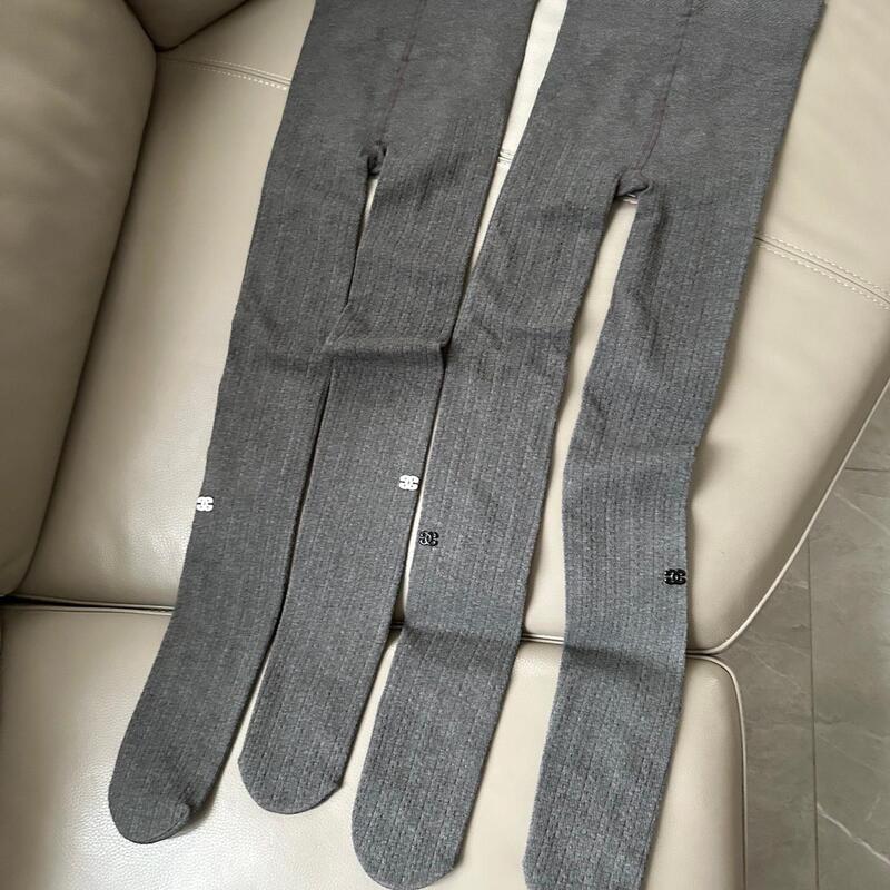 European-Style Chanel-Inspired Fleece-Lined Warm Compression Slimming Cable Knit Leggings in High-End Gray, Trendy Online