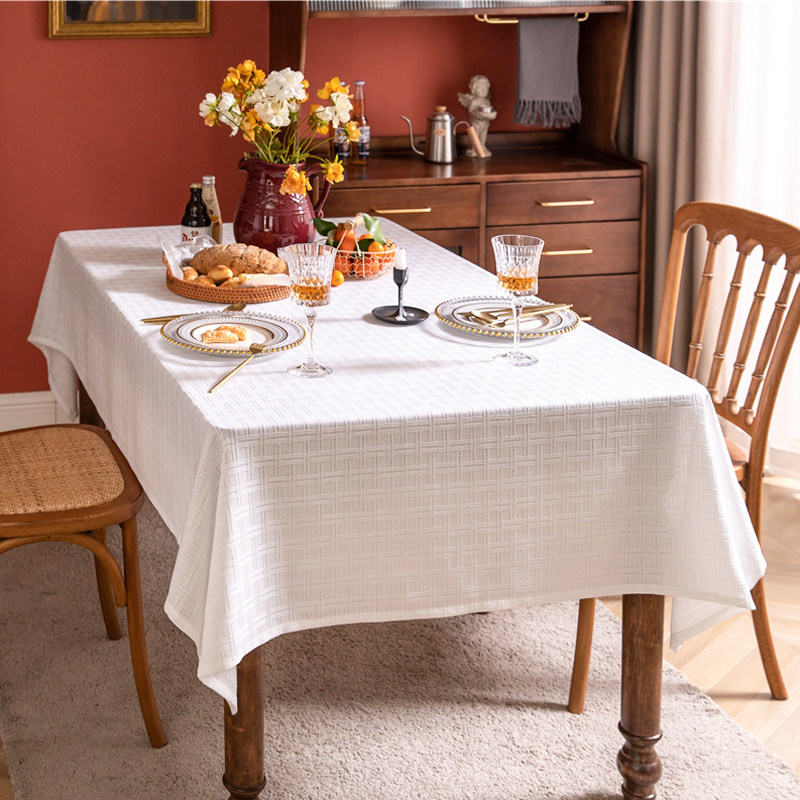 White square grid minimalist Nordic light extravagant table cloth rectangular home table cloth Advanced senses pure colour tea table cloth