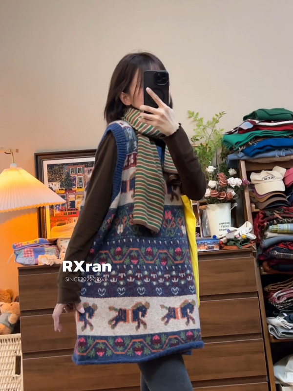 Rxran Mid-Length Vest Dress with a Japanese Vintage Feel, 2025 Autumn and Winter Wool Sweater Vest Dress