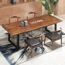 Solid Wood Meeting Table Minimalist Modern Desk Loft Industrial Wind Table Large Strip Table Negotiate Table And Chairs Combination