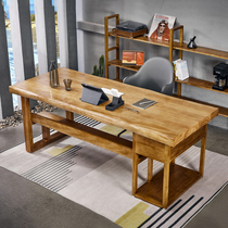 Solid Wood Computer Desktop Table Can Put Host Desk With Drawer Home Light Lavish Boss Bench Log Desk