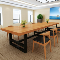 Super large reception Negotiations table solid wood meeting table minimalist modern strip table training table and chairs Combined desk