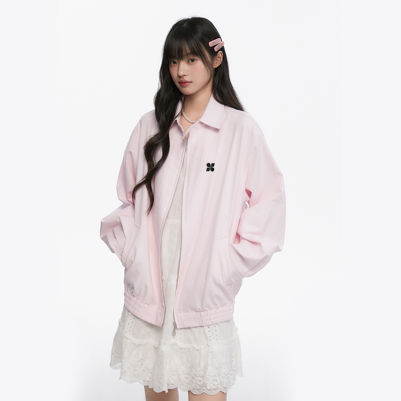 King Prince Simple Commuter Pink Casual Versatile Lapel Shirt Jacket Trendy Zipper Coat Top King Prince Simple Commuter Pink Casual Versatile Lapel Shirt Jacket Trendy Zipper Coat Top