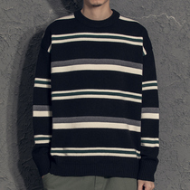 Yi 2020 autumn and winter New thick loose color color striped sweater mens student youth pullover sweater