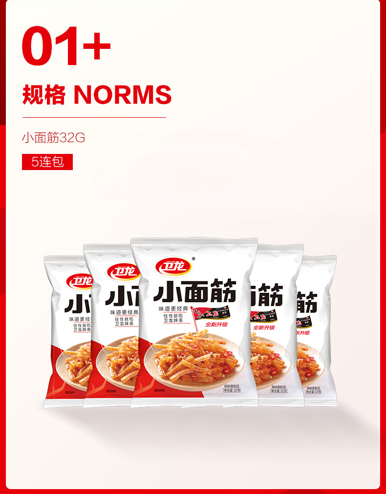 卫龙 麻辣小面筋 休闲零食32g*30包 图1