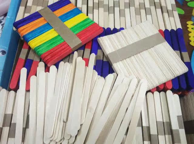 幼儿手工材料桦木雪糕棒彩色雪糕棒diy雪条棒压舌板冰棒棍 雅韵轩画廊