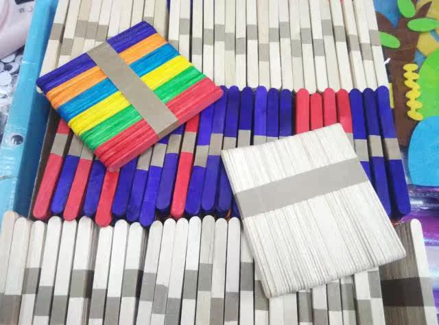 幼儿手工材料桦木雪糕棒彩色雪糕棒diy雪条棒压舌板冰棒棍 雅韵轩画廊