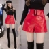 Quần short da PU nữ châu Âu thu đông 2018 phiên bản mới của Hàn Quốc bằng sáng chế da cao eo rộng đã được một chiếc quần boot mỏng mặc từ quần short thun nữ Quần short