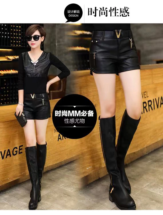 Thu đông 2018 mới Quần lửng da PU Hàn Quốc túi quần skinny da hông nữ giản dị hoang dã mặc quần bốt ống đứng