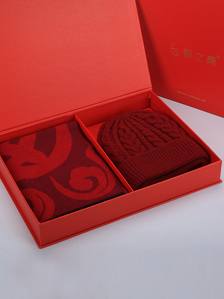 Middle-Aged and Elderly Women's Hat and Scarf Two-Piece Set for Autumn and Winter, Warm, Suitable for Middle-Aged Mothers, Elderly Women, and Grandmothers, Gift Box Set