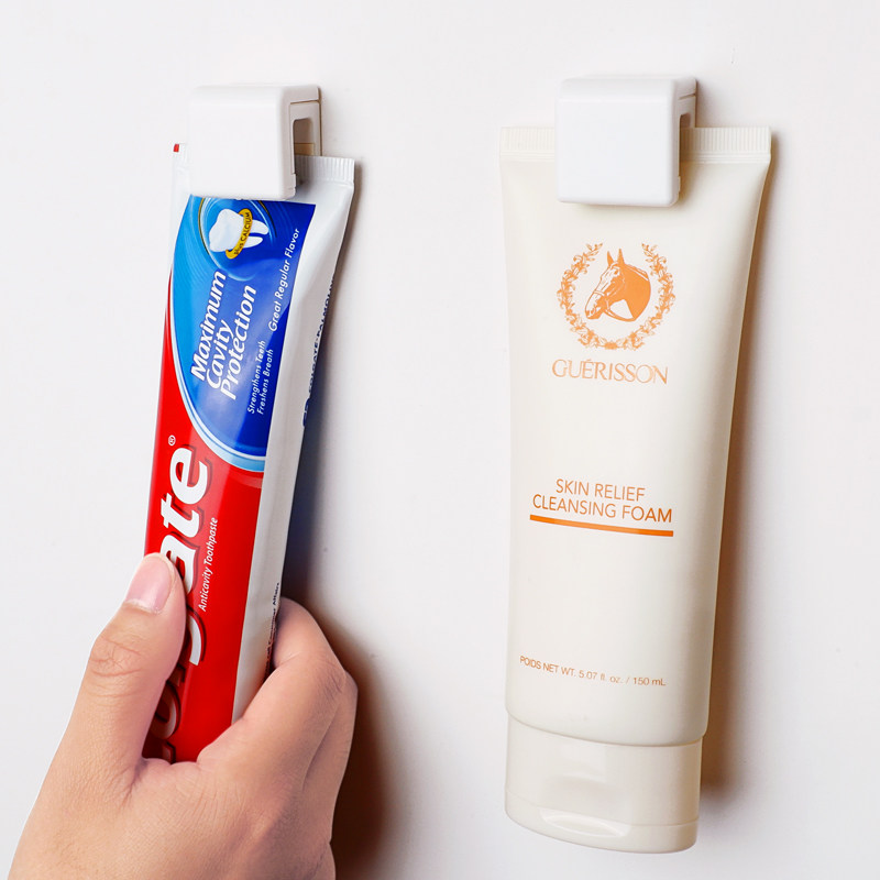 Day-style no-mark adhesive sticker multifunction toothpaste rack washface milk rack wall-mounted containing sticky hook clamp shelf