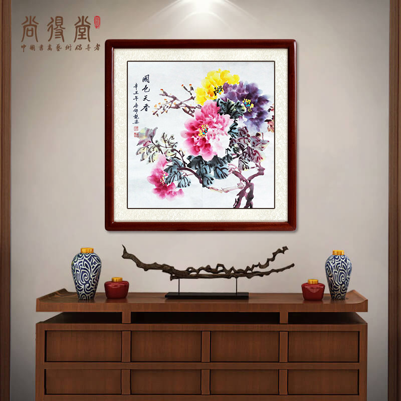 Chandang Hand Painted Country Painting Peony Flowers Bird Painting Living Room Decoration Painting Flowers Open Rich Bedroom Dining Hall Hung Painting Water Ink Painting
