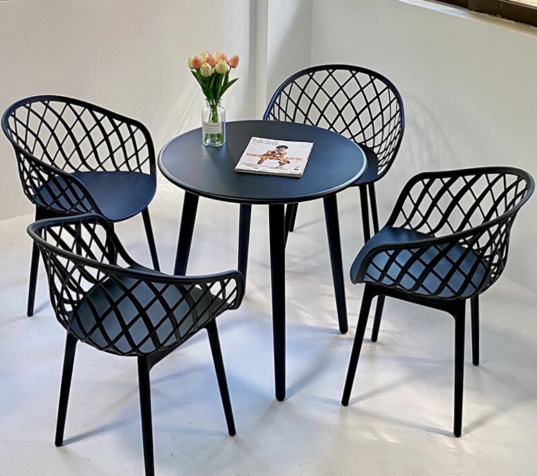 Simple Nordic leisure outdoor Internet celebrity courtyard outdoor open-air balcony small table and chair combination milk tea shop swing waterproof