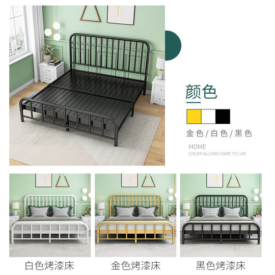 Iron bed simple and modern 1.51.8 meters Nordic double ins internet celebrity bold and thickened apartment iron frame bed single