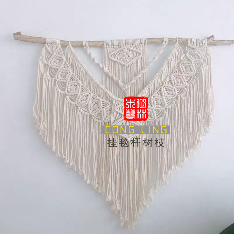 Nordic ins style wall hanging tapestry branch pole folk living room hand-woven tapestry simple decoration with branches