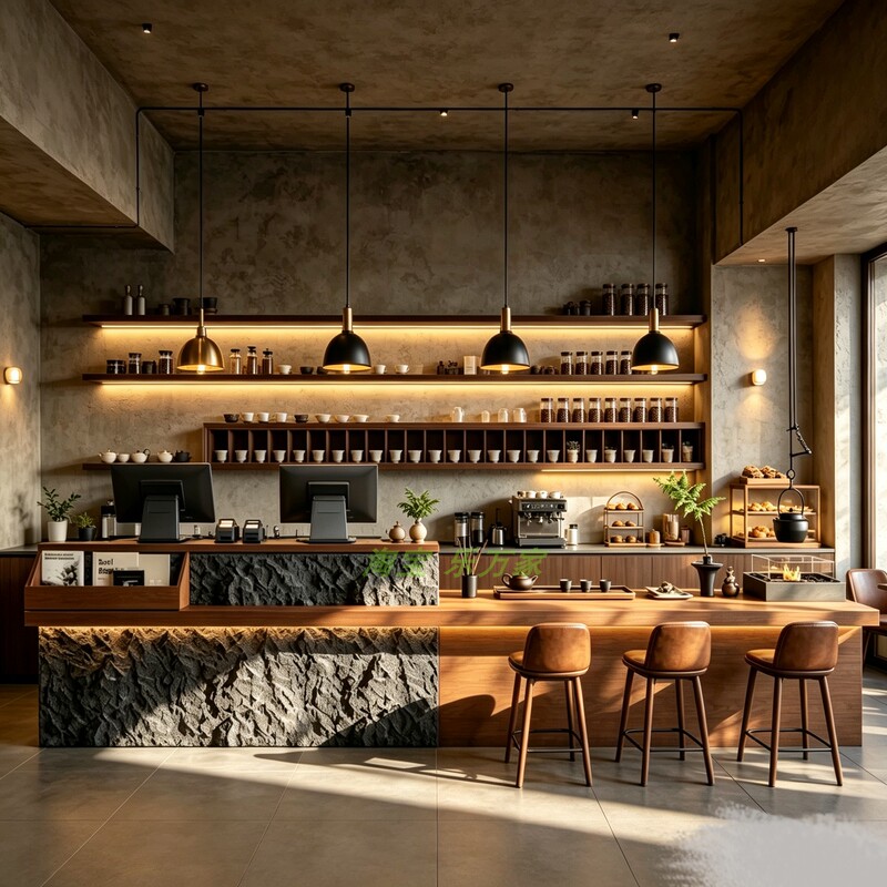 Wabi-Sabi Style Coffee and Milk Tea Shop Bar Counter, Tea Room, Guesthouse Front Desk, Clothing Store Checkout Counter, Bakery Reception Desk