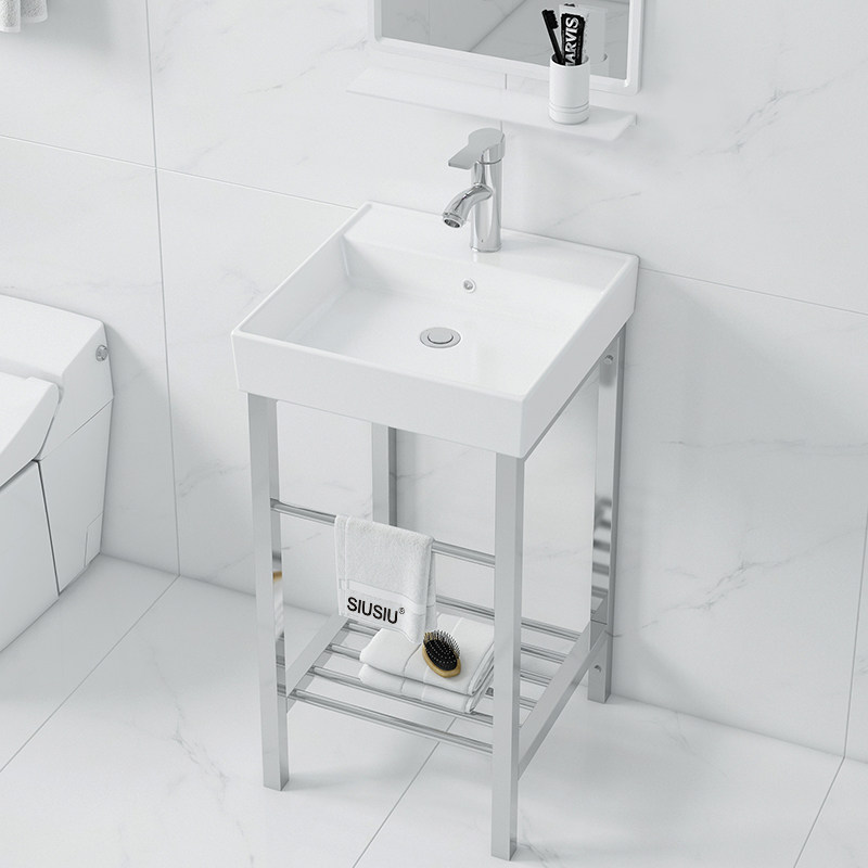 Stainless steel bracket upright washbasin integrated ceramic balcony floor-type laundry basin for washing and wash face basin pool