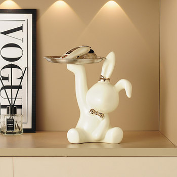 Creative cute rabbit key storage ornaments clock entry entrance door home decoration home decoration gift