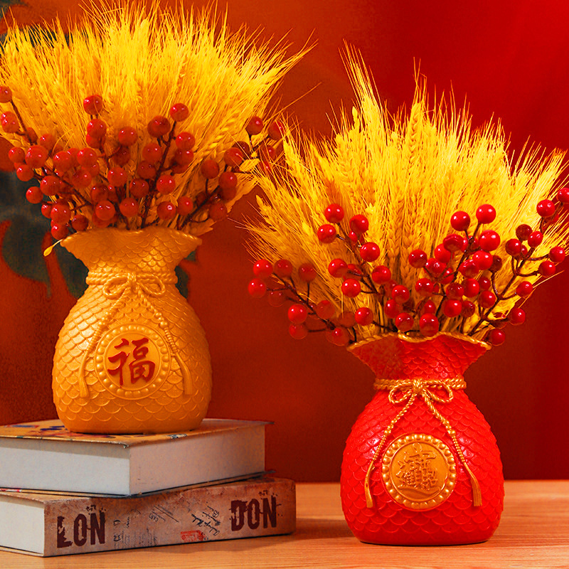 Gold Barley Spike Simulation Fake Flowers Living-room Table Dry Flowers Lunar New Year Flowers Flower Flower Arranging Bottle Pendulum wedding New Year decorations-Taobao