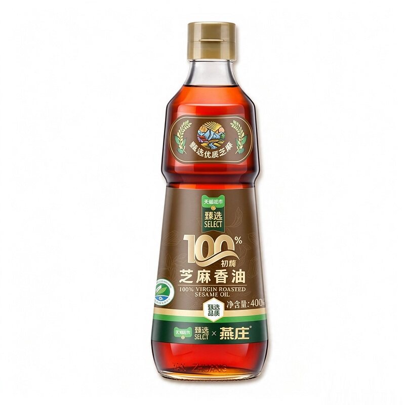 猫超臻选初榨芝麻香油400mL压榨火锅蘸料凉拌拌面麻油厨房调味 盒泓一猫实拍商品图