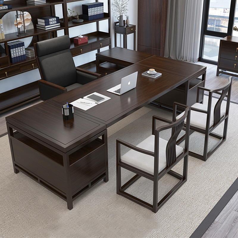 New Chinese Large Stage Soliwood Boss Table Combination Manager Desk President of the High-end Desk Furniture Spot