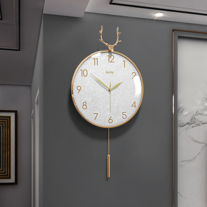 Modern Clock Living Room Nordic Deer Head Creative Metal Table Hanging Wall Home Light Lavish Internet Red Fashion Bell hanging bell