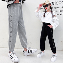 Girl Grey Sweatpants Spring Fall Outside Wearing Childrens Clothing Casual Pants Spring Loose CUHK Child Womens Sports Pants