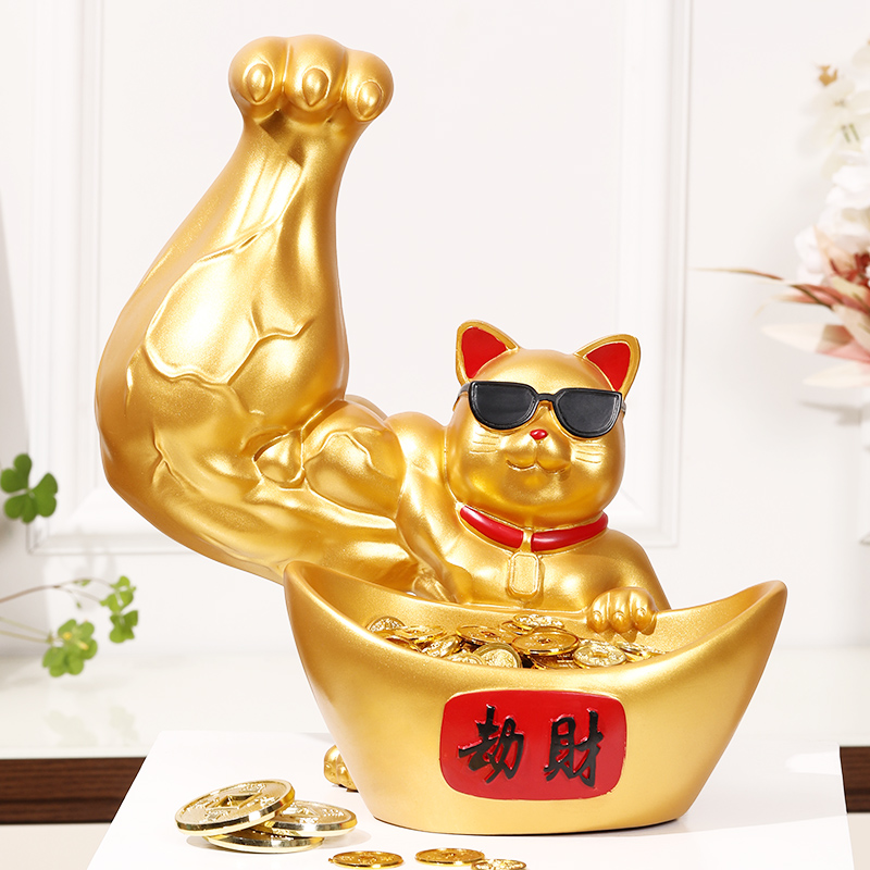 Giant Arm Robbery cat Kirin arm Poly Treasure Adornment Open big Gift Fortune Cat Vigorous Muscle Front Swing Piece Gift