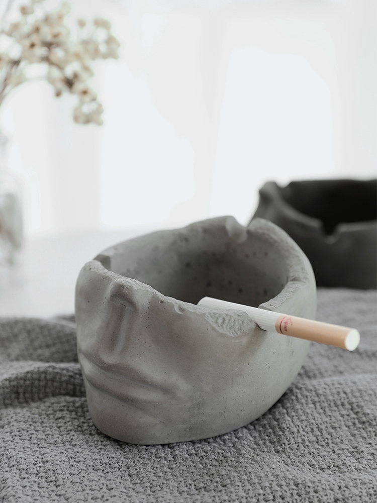 Nordic ins creative ashtray Home living room fashion simple personality trend Office coffee table Cement ashtray