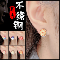 Stainless steel ear clip Leng Yan Mantra Great Compassion Great Follow-up Earless Earpiece Fuhui Six-Character Zhenyan Lotus Master Dizang Zhao Cai
