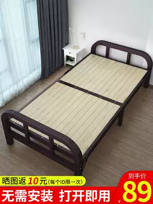Fold-up single double 1m1 2 m home rental economy siesta bed simple iron hard bed