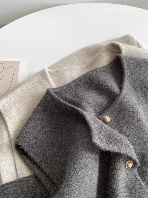 Autumn and Winter French-Style Knitted Vest for Women, Wool Cardigan, Sweater Vest, Early Autumn Layering Outerwear