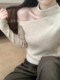 Korean-Style Halter Neck One-Shoulder Slim-Fit Knit Sweater for Women, Autumn and Winter Design, Off-Shoulder Base Sweater, Soft and Cozy Inner Wear Top