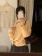 Korean-Style Yellow Halter Neck Asymmetrical Shoulder Knit Sweater for Women, Autumn and Winter, Casual Slim-Fit Base Sweater, Inner Wear Off-Shoulder Top