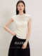 Summer French-Style Thin Ice Silk Knit Top for Women 2025 New High-End Round Neck T-Shirt with Small Flutter Sleeves and Slim Fit