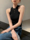 Retro red slim-fitting halterneck knitted camisole female summer hottie bottoming sleeveless shoulder top