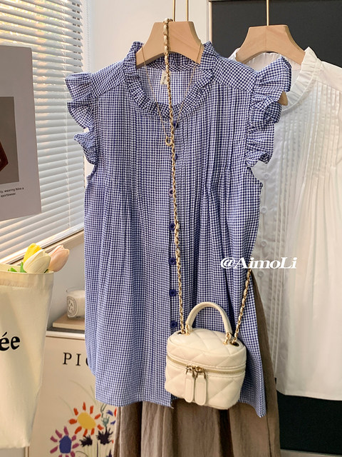 French Design, Sweet Sleeveless Vest Shirt for Women, Summer Elegant and Chic Babydoll Shirt, Slimming Flying Sleeve Top