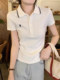 Summer American-Style Embroidered White Short-Sleeve T-Shirt for Women, Unique Design, Trendy Slim-Fit Polo Shirt