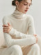 High-End Style Pile-Neck Knit Sweater for Women, Autumn and Winter French-Style Rolled-Edge Lazy Inner Layer Sweater, Soft and Stylish Top
