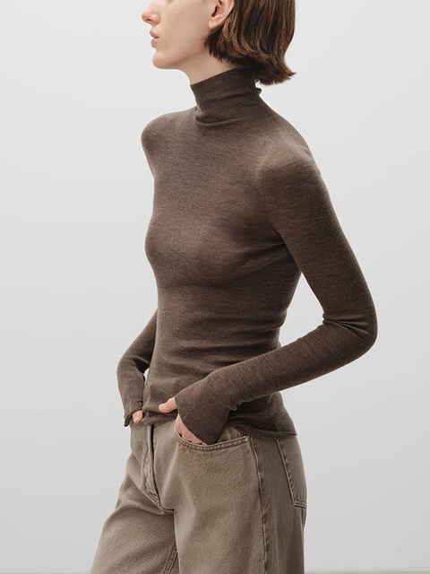 French Half-High Collar Wool Knitwear for Women in Autumn and Winter, High-End Tight-Fitting Inner Knitwear, Elegant and Slimming Bottoming Top