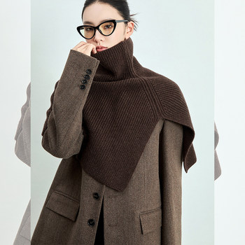 Retro High-Neck Warm Scarf Shawl for Women, Fashionable Slit Soft Knit Neck Warmer for Autumn and Winter, Thickened Outerwear