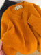 Korean-Style Lazy Chic High-End Soft and Cozy Orange Sweater for Women, Super Stylish and Versatile for Winter, Loose Knit Inner Top